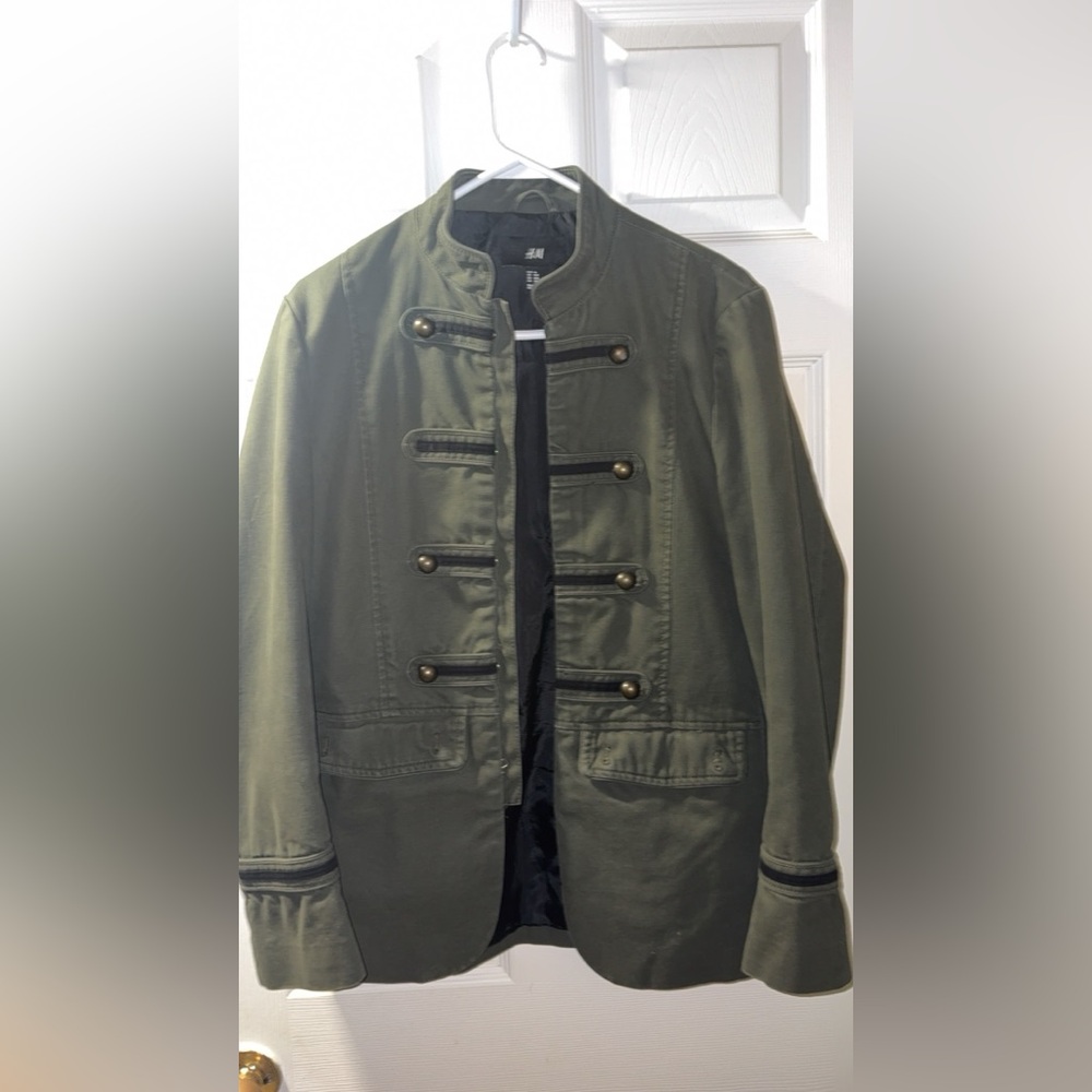 H&M Vintage Men's Military Style Jacket - Olive Green Size 36